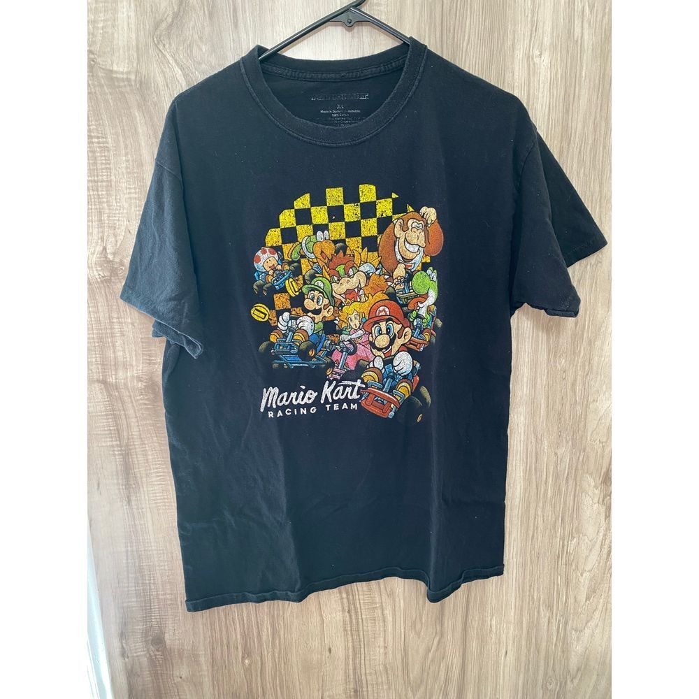 Nintendo Official Mario Kart Racing Team Retro Edition  Black T-shirt Men's XL